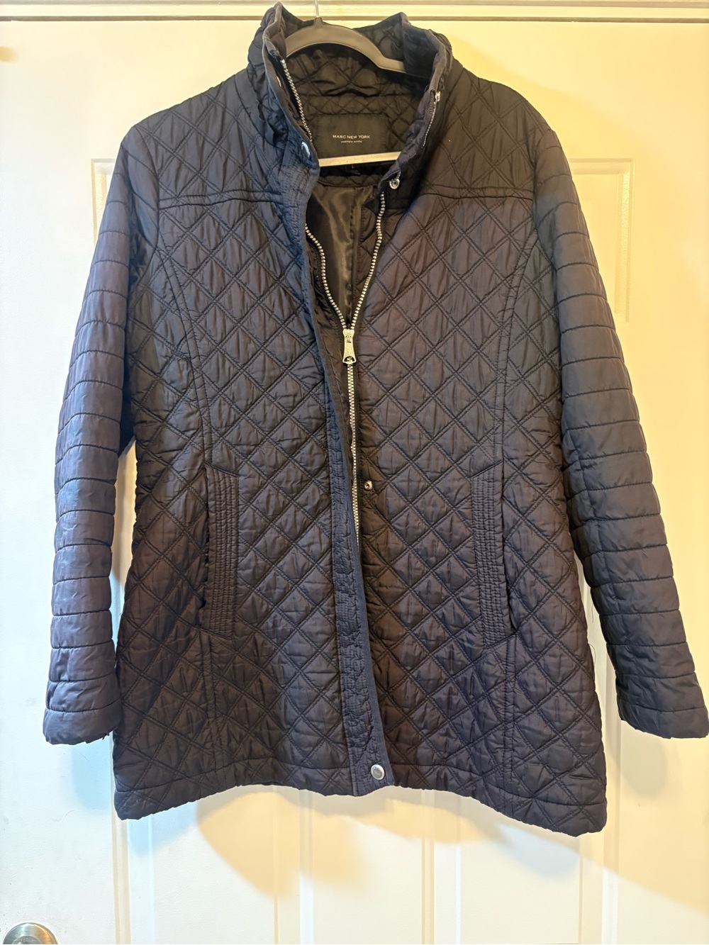 Marc New York Quilted Pea Coat - Navy